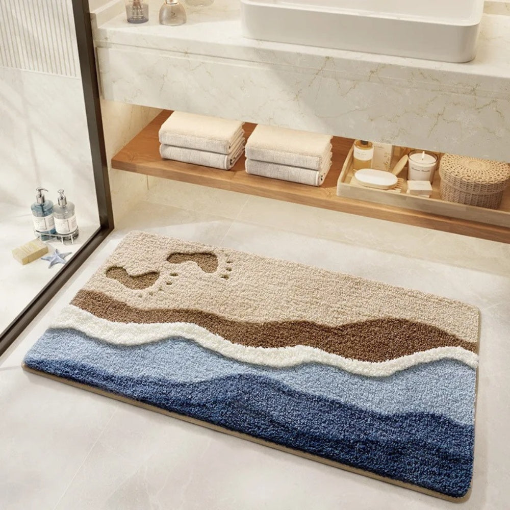Tappetino da Bagno con Motivo Orme di Spiaggia