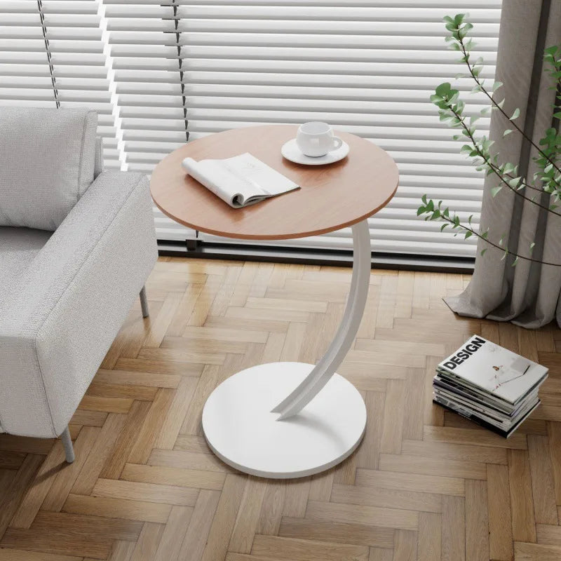 Tavolino Rotondo Compatto per Soggiorno e Camera da Letto con Struttura Stabile