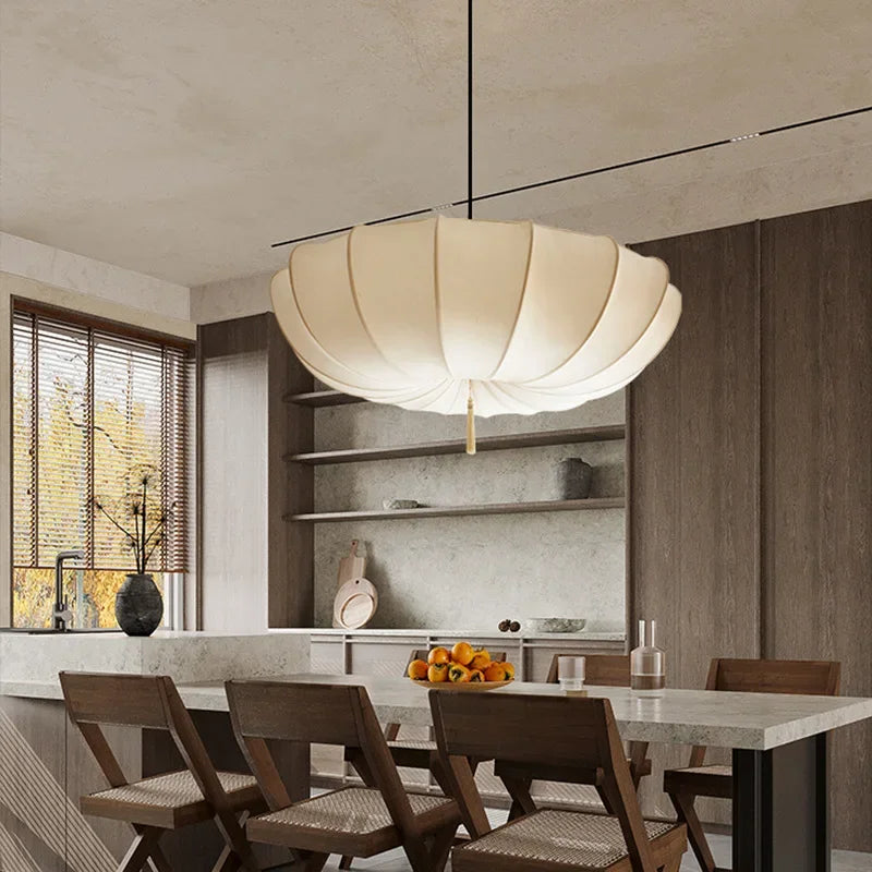 Lampadario Minimalista in Tessuto Nordic Wabi-Sabi
