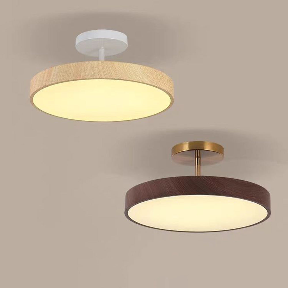 Fjell – Lampada da soffitto scandinava con effetto legno e cornice dorata