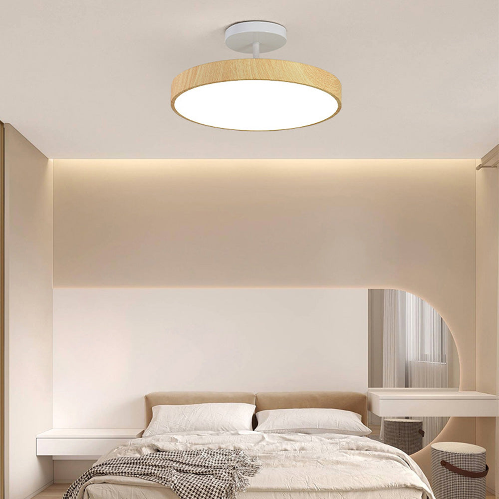 Fjell – Lampada da soffitto scandinava con effetto legno e cornice dorata