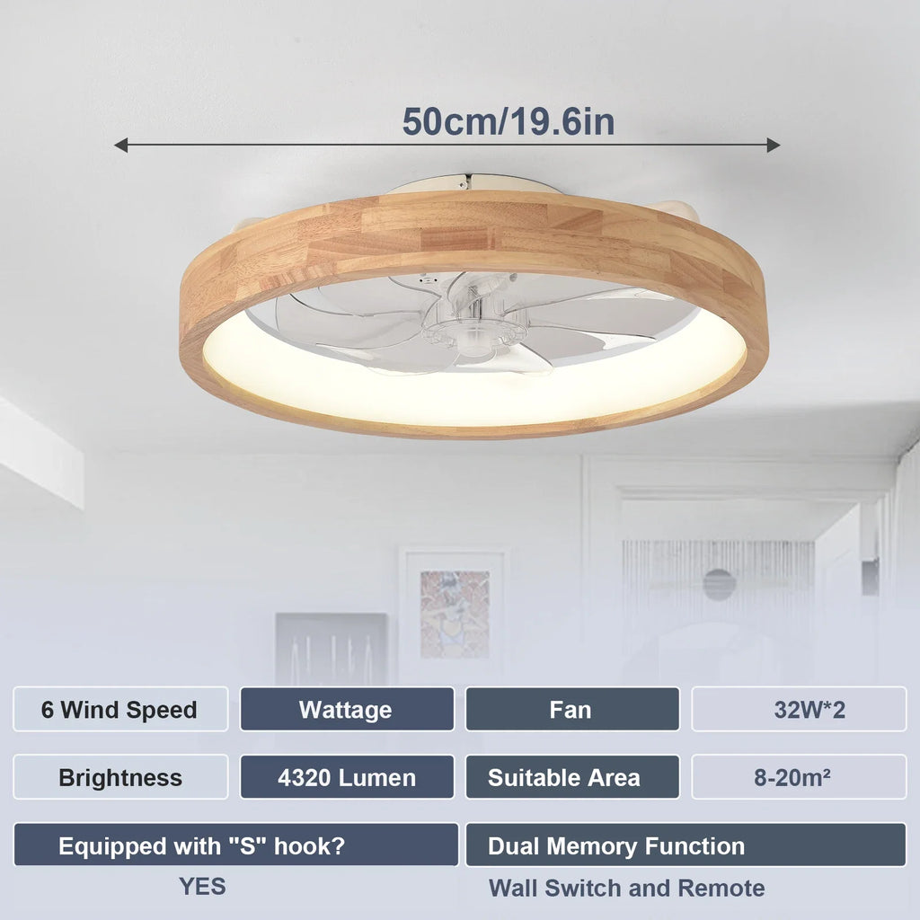 Zerion - Ventilatore a Soffitto Smart con Lampada LED e Controllo App