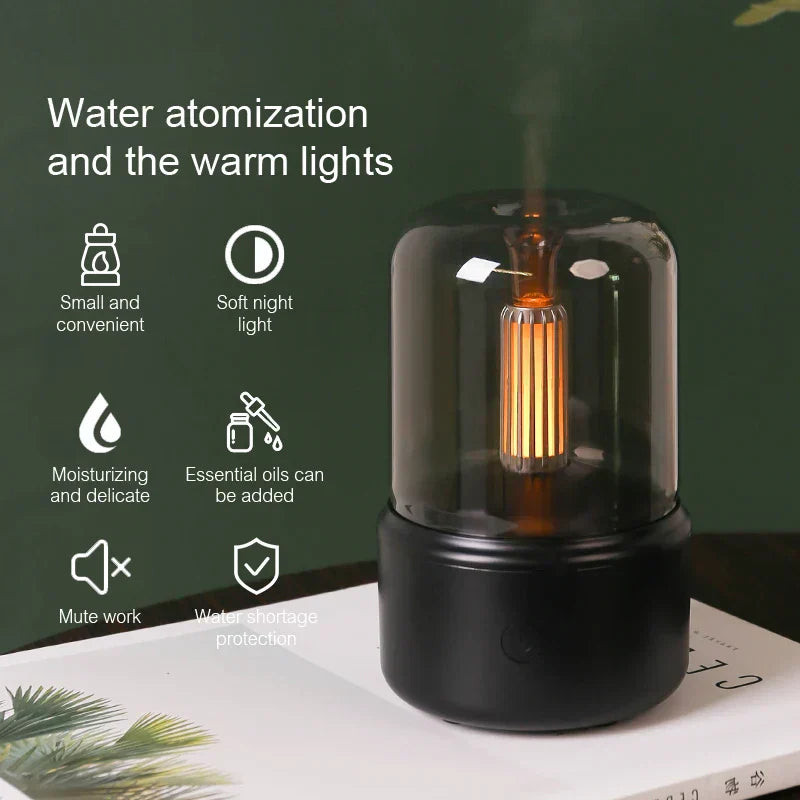Diffusore di Aroma Retro con Luce Notturna - Umidificatore per Casa e Ufficio con Olio Essenziale USB