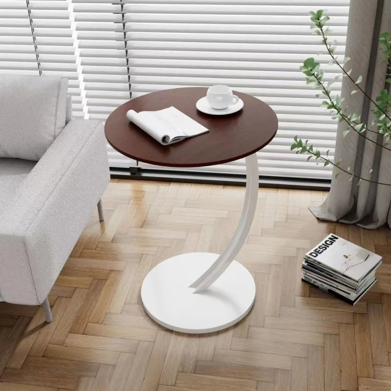 Tavolino Rotondo Compatto per Soggiorno e Camera da Letto con Struttura Stabile