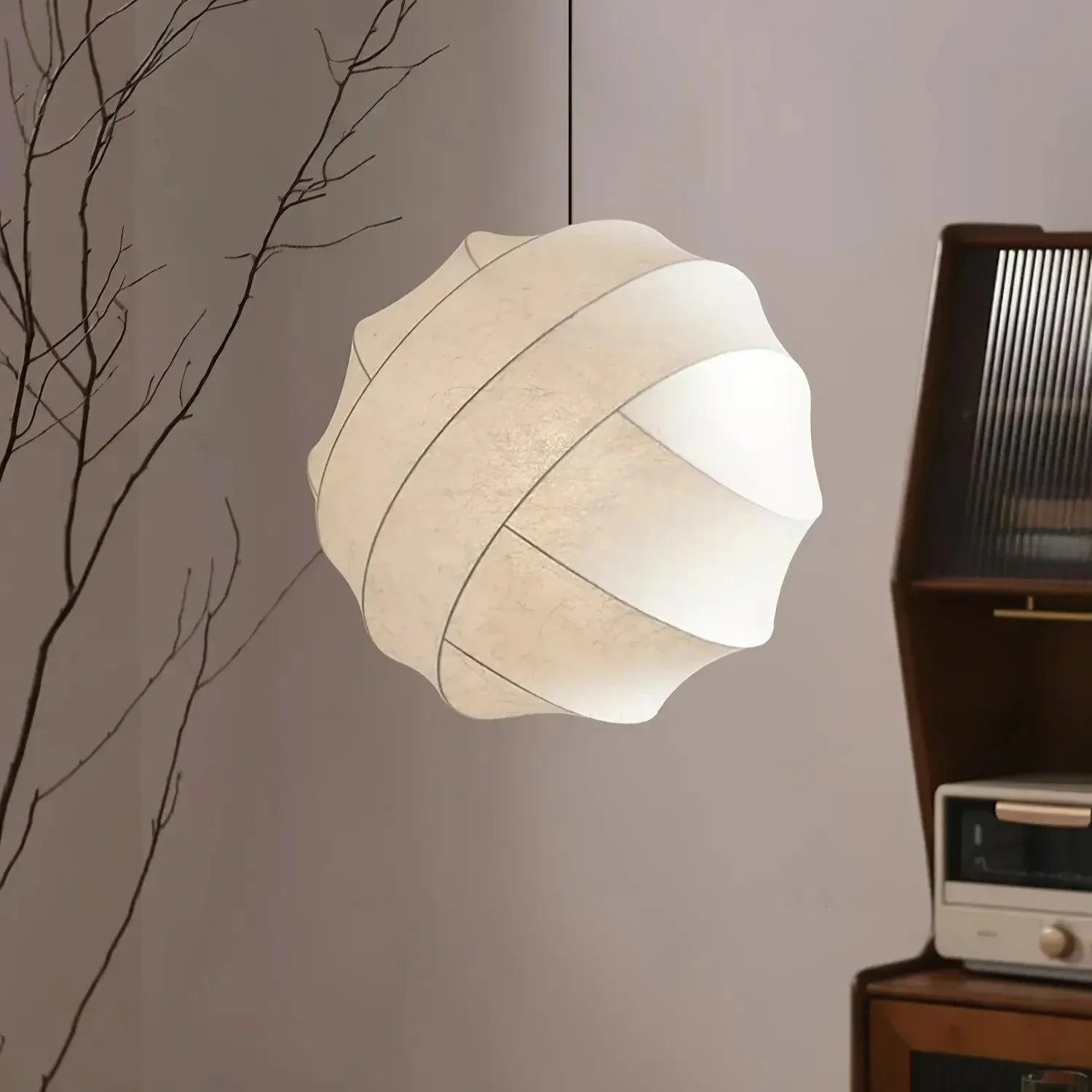 Lampada a sospensione in seta Wabi Sabi giapponese per interni moderni