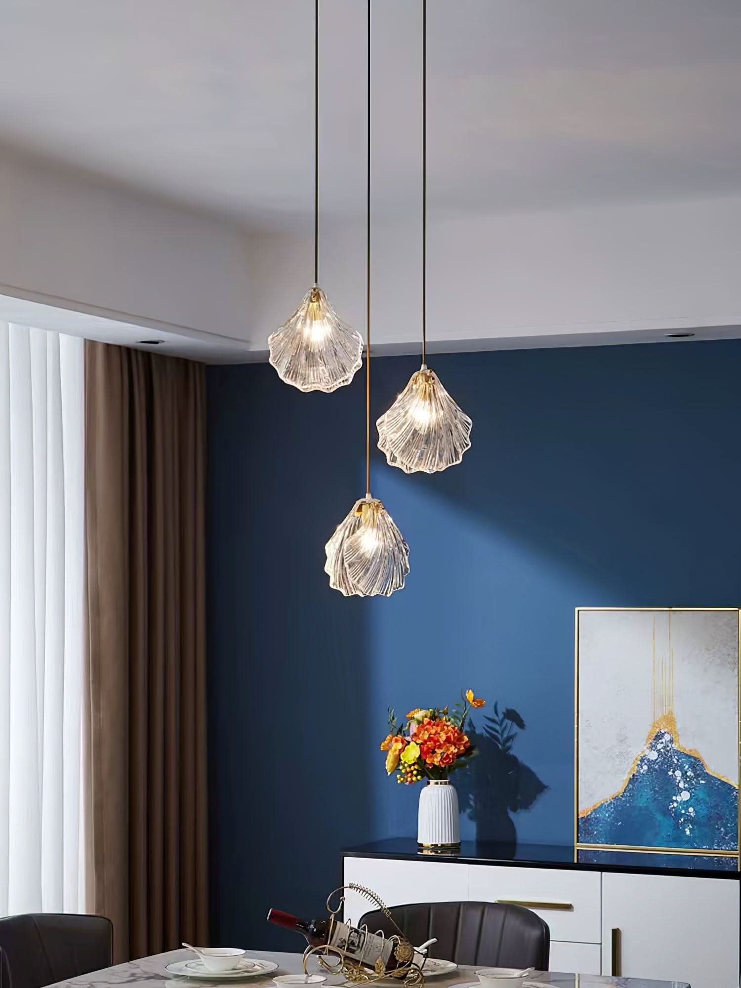 Mini Lampada a Sospensione a Conchiglia – Design Costiero in Vetro