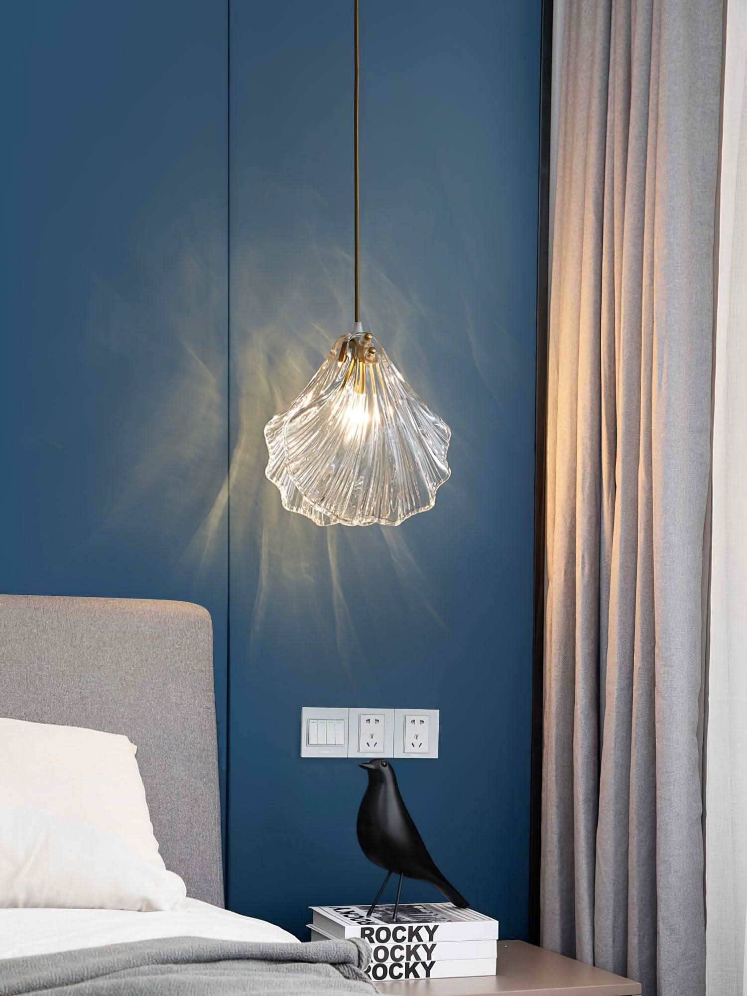 Mini Lampada a Sospensione a Conchiglia – Design Costiero in Vetro