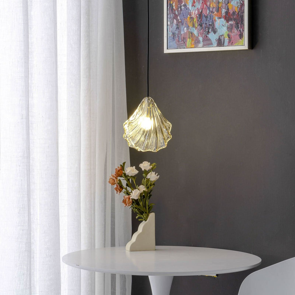Mini Lampada a Sospensione a Conchiglia – Design Costiero in Vetro