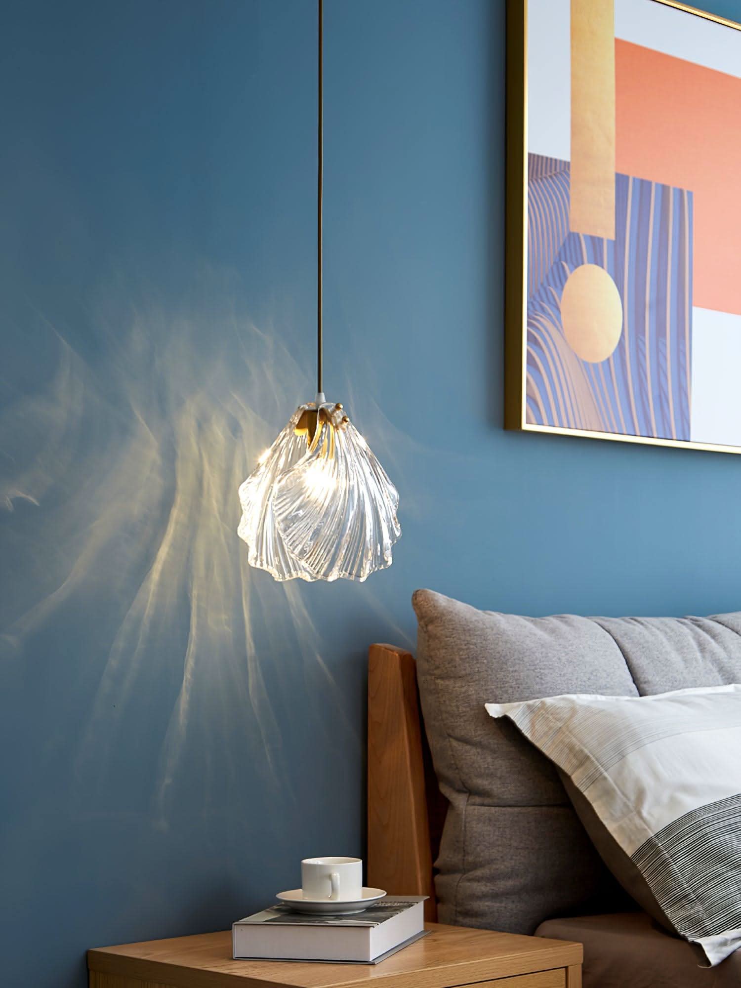 Mini Lampada a Sospensione a Conchiglia – Design Costiero in Vetro