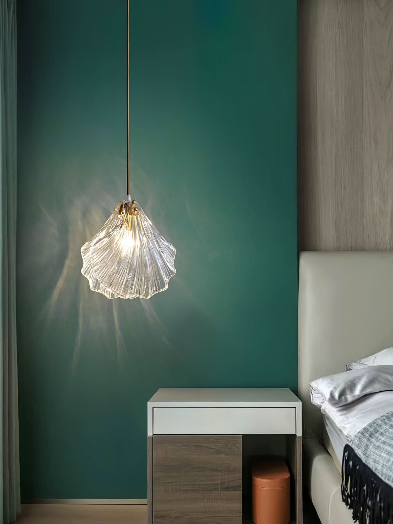 Mini Lampada a Sospensione a Conchiglia – Design Costiero in Vetro