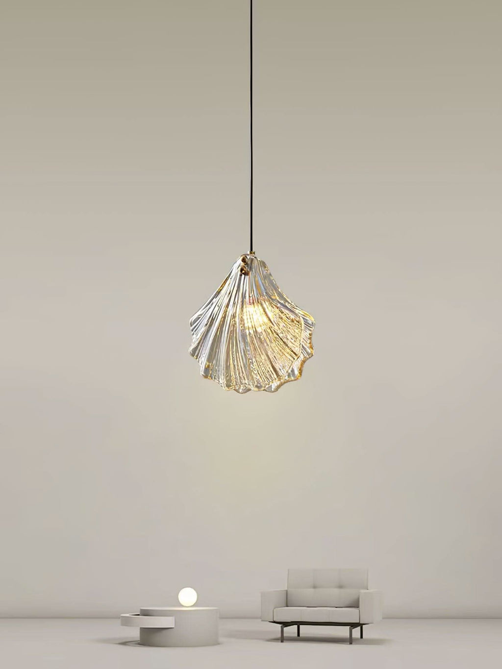 Mini Lampada a Sospensione a Conchiglia – Design Costiero in Vetro