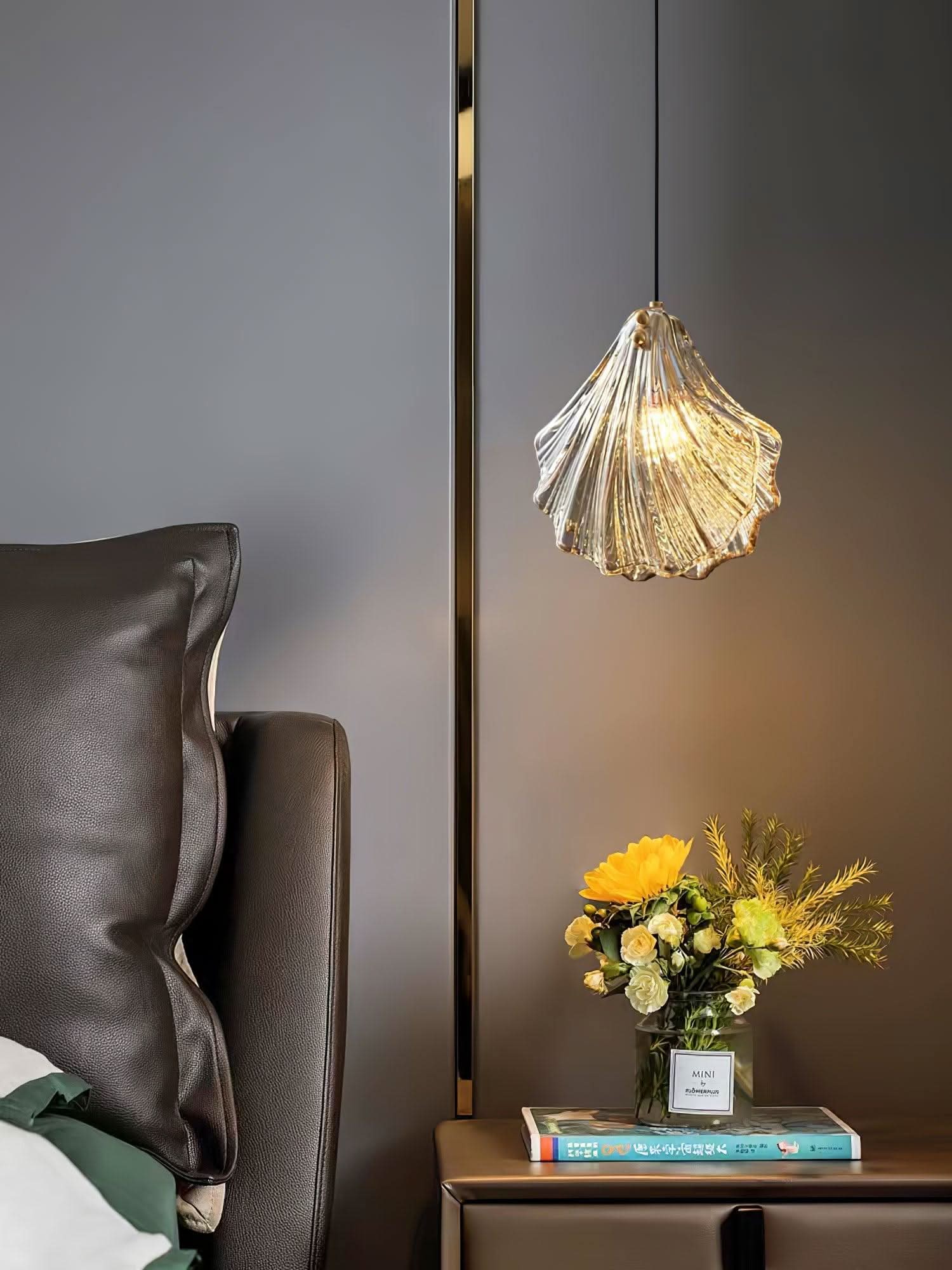 Mini Lampada a Sospensione a Conchiglia – Design Costiero in Vetro