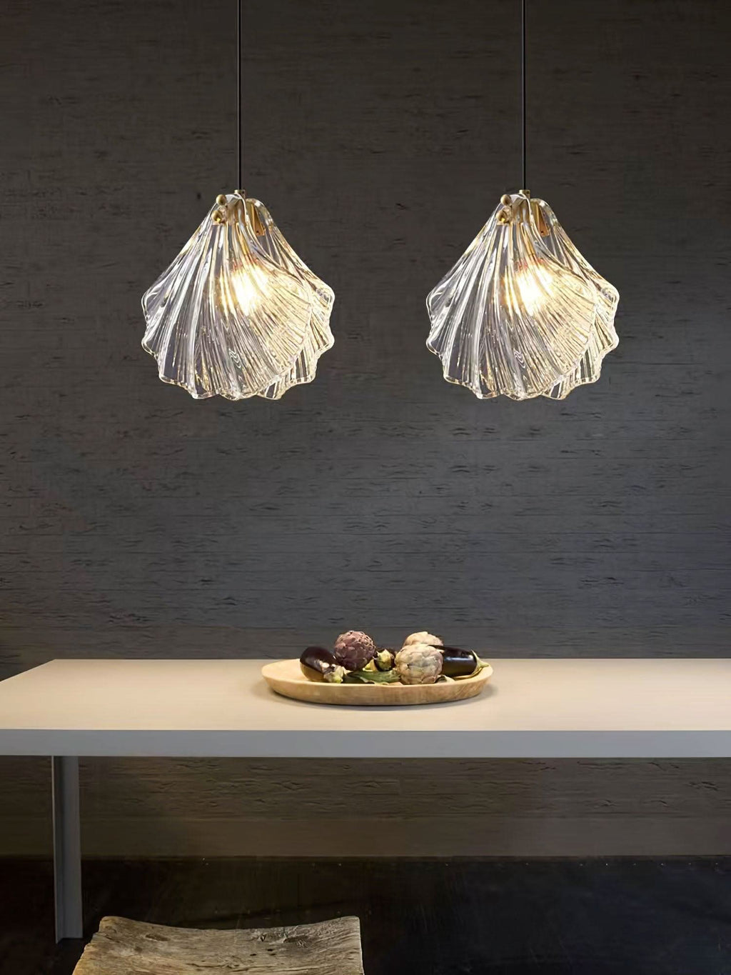 Mini Lampada a Sospensione a Conchiglia – Design Costiero in Vetro