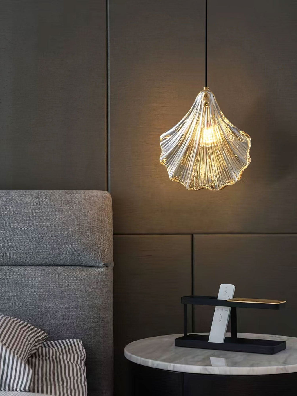 Mini Lampada a Sospensione a Conchiglia – Design Costiero in Vetro