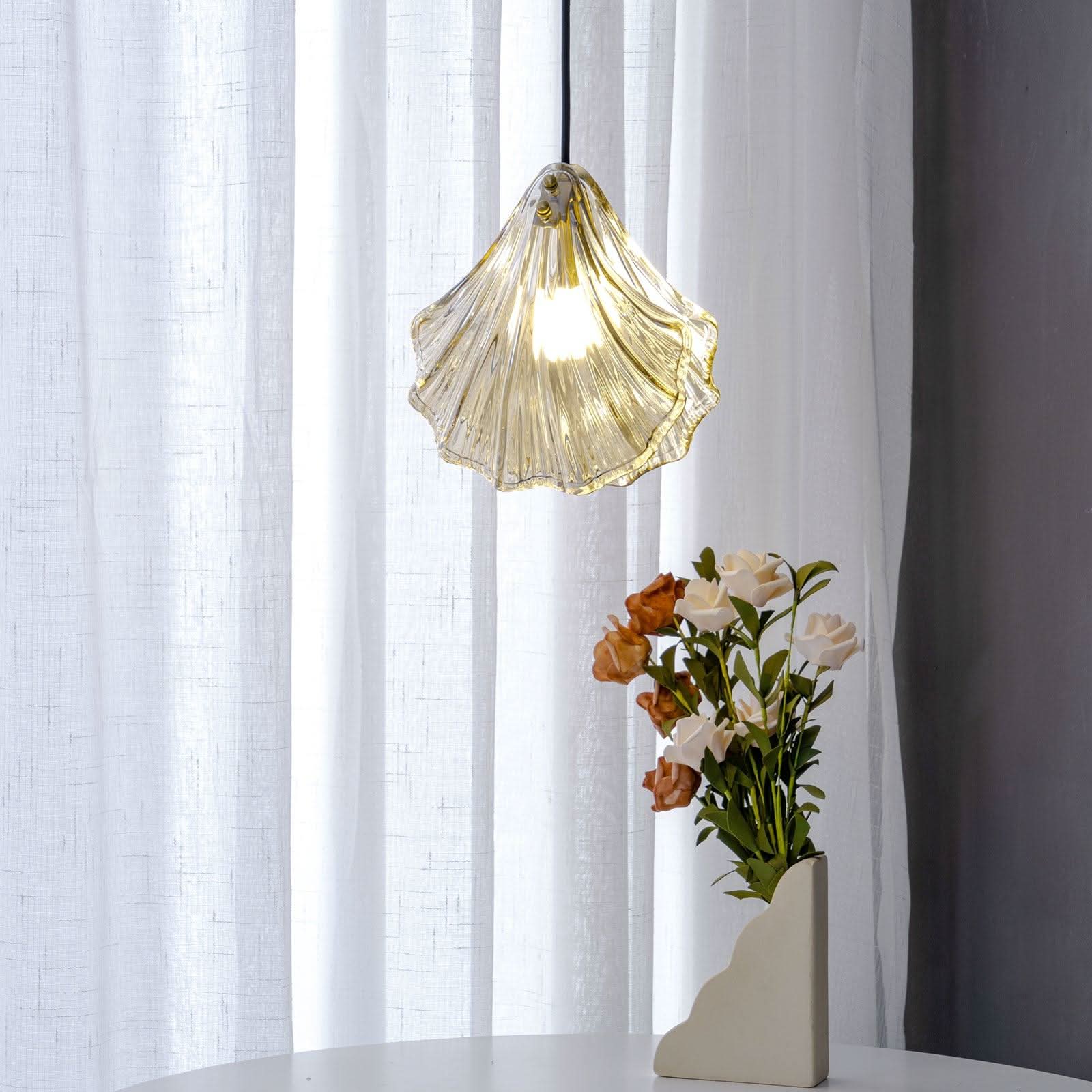 Mini Lampada a Sospensione a Conchiglia – Design Costiero in Vetro