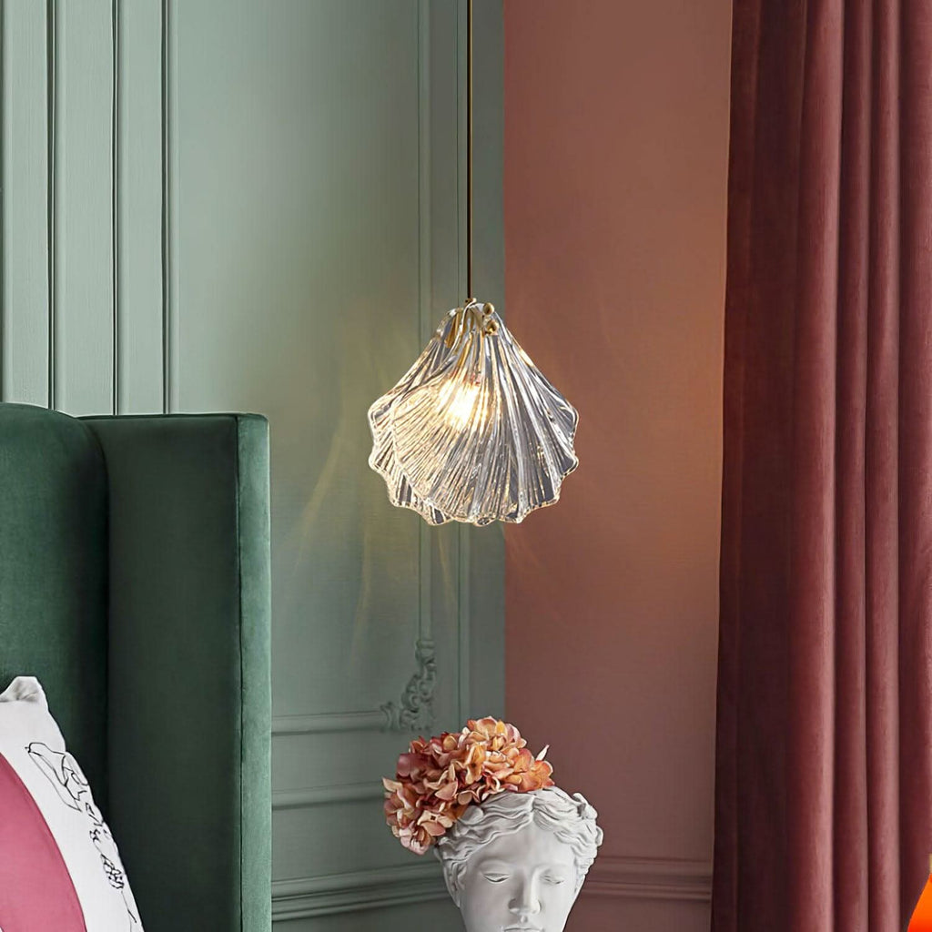 Mini Lampada a Sospensione a Conchiglia – Design Costiero in Vetro