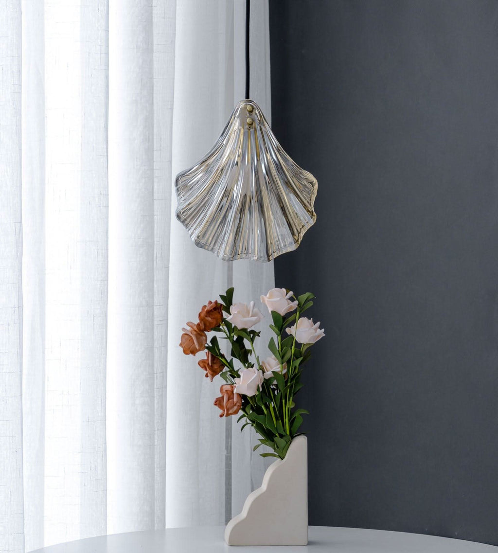 Mini Lampada a Sospensione a Conchiglia – Design Costiero in Vetro