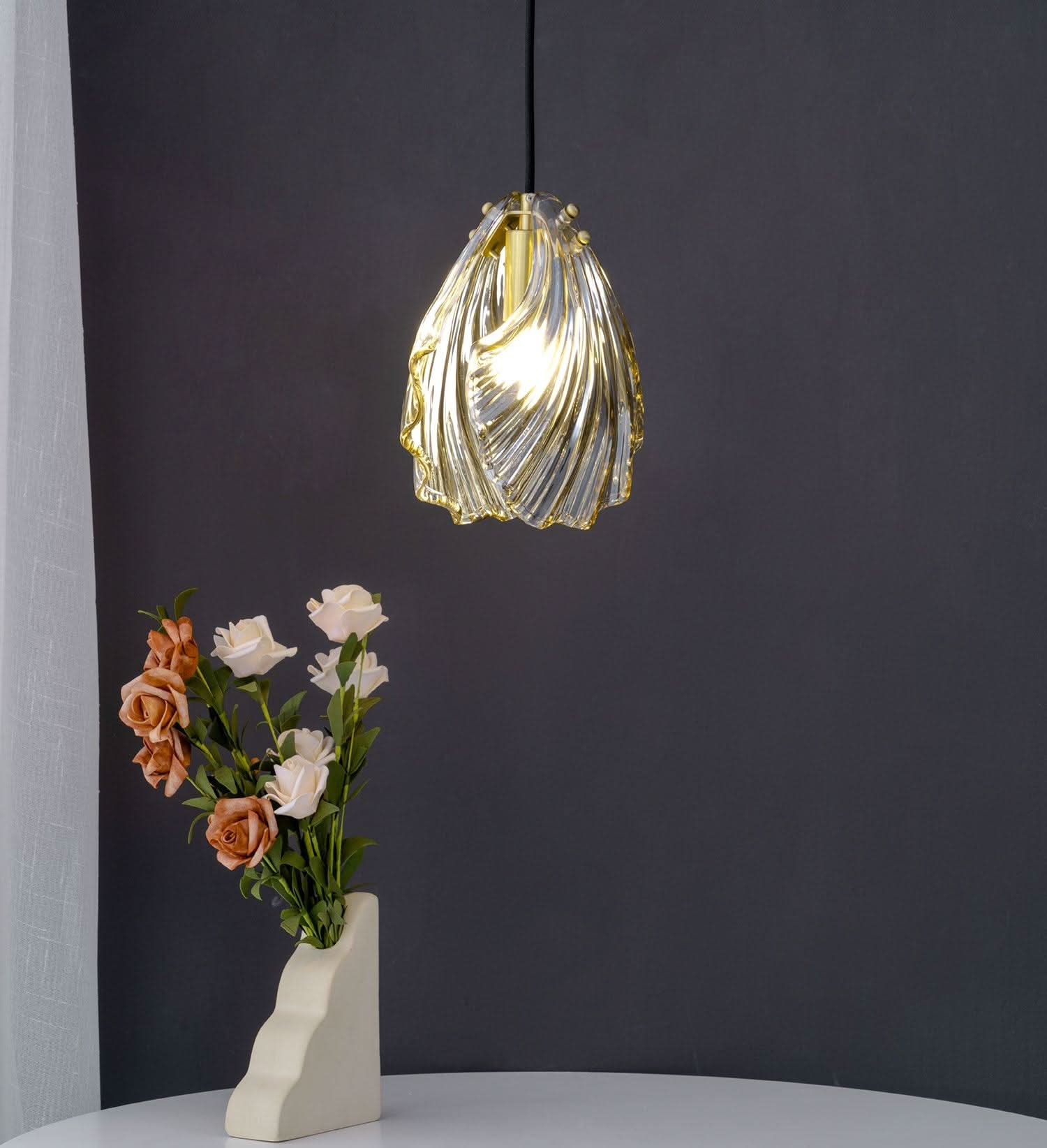 Mini Lampada a Sospensione a Conchiglia – Design Costiero in Vetro