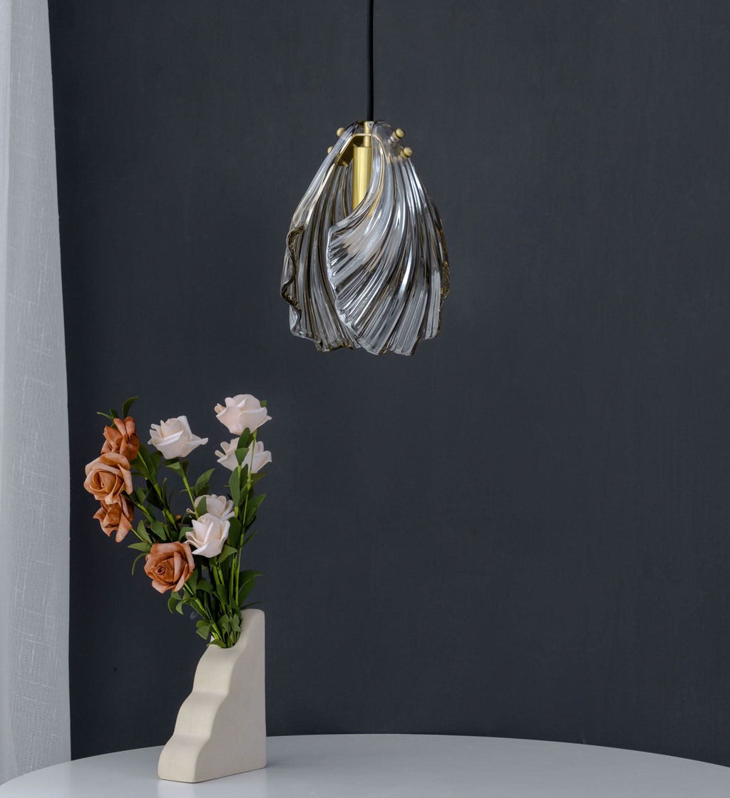 Mini Lampada a Sospensione a Conchiglia – Design Costiero in Vetro
