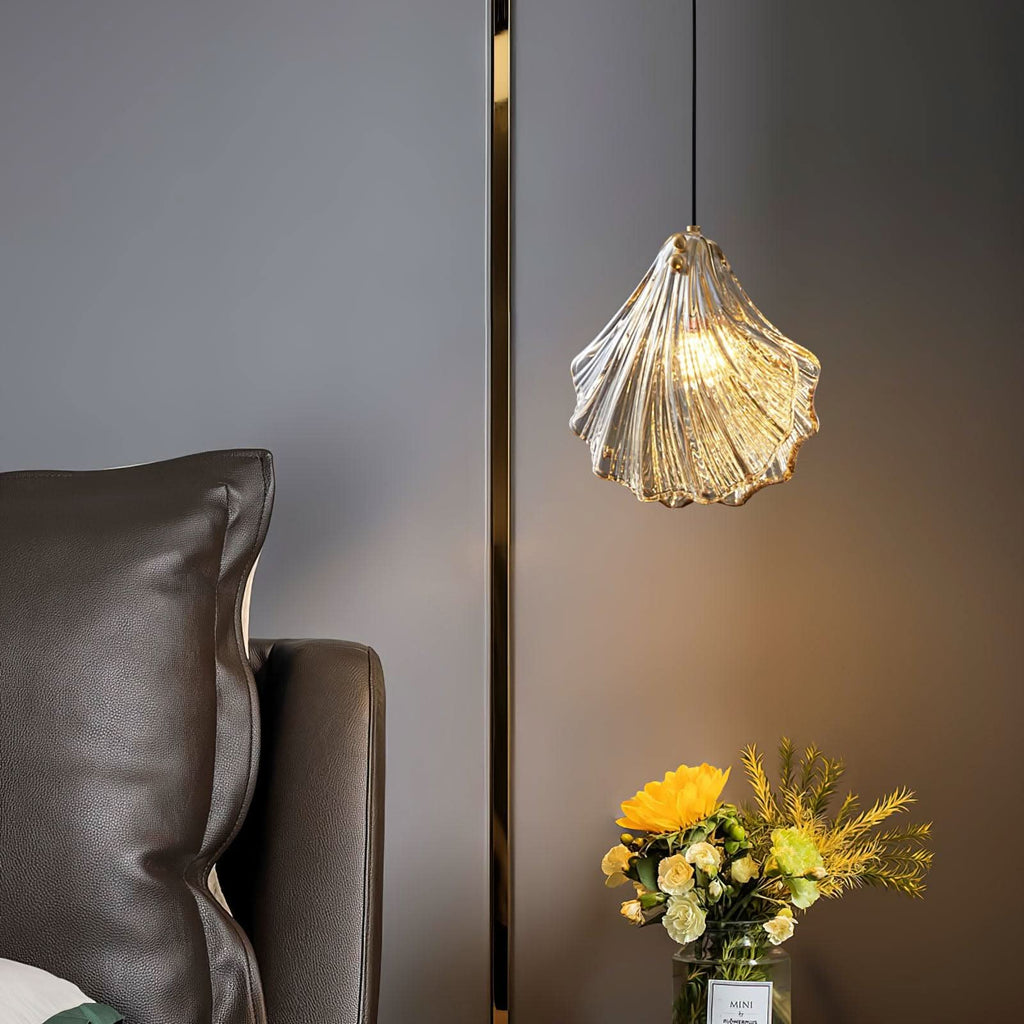 Mini Lampada a Sospensione a Conchiglia – Design Costiero in Vetro