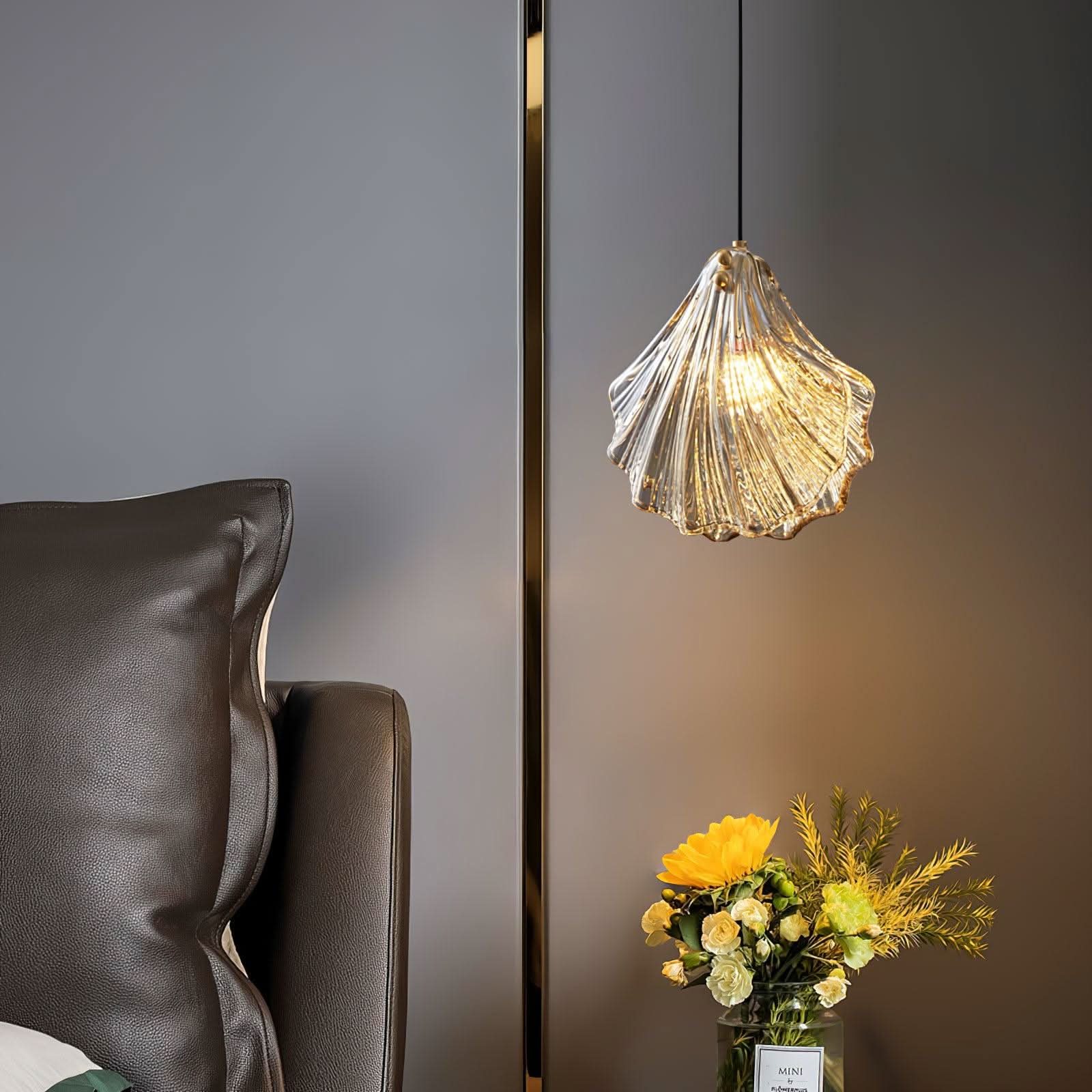 Mini Lampada a Sospensione a Conchiglia – Design Costiero in Vetro