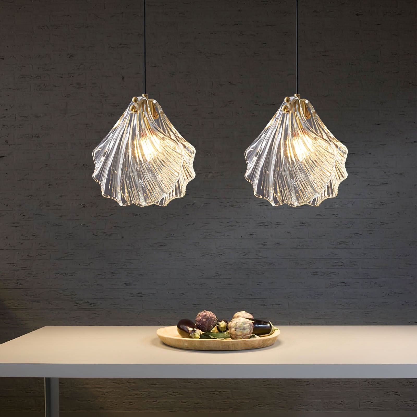 Mini Lampada a Sospensione a Conchiglia – Design Costiero in Vetro
