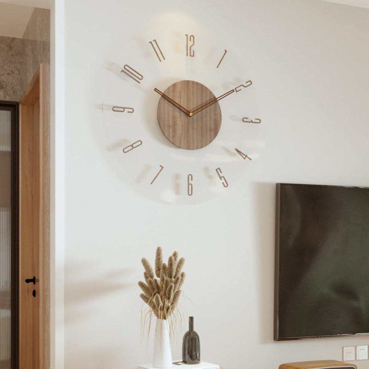 Orologio da Parete Silenzioso in Stile Mid Century Nordic per Decorazione d'Interni Contemporanei