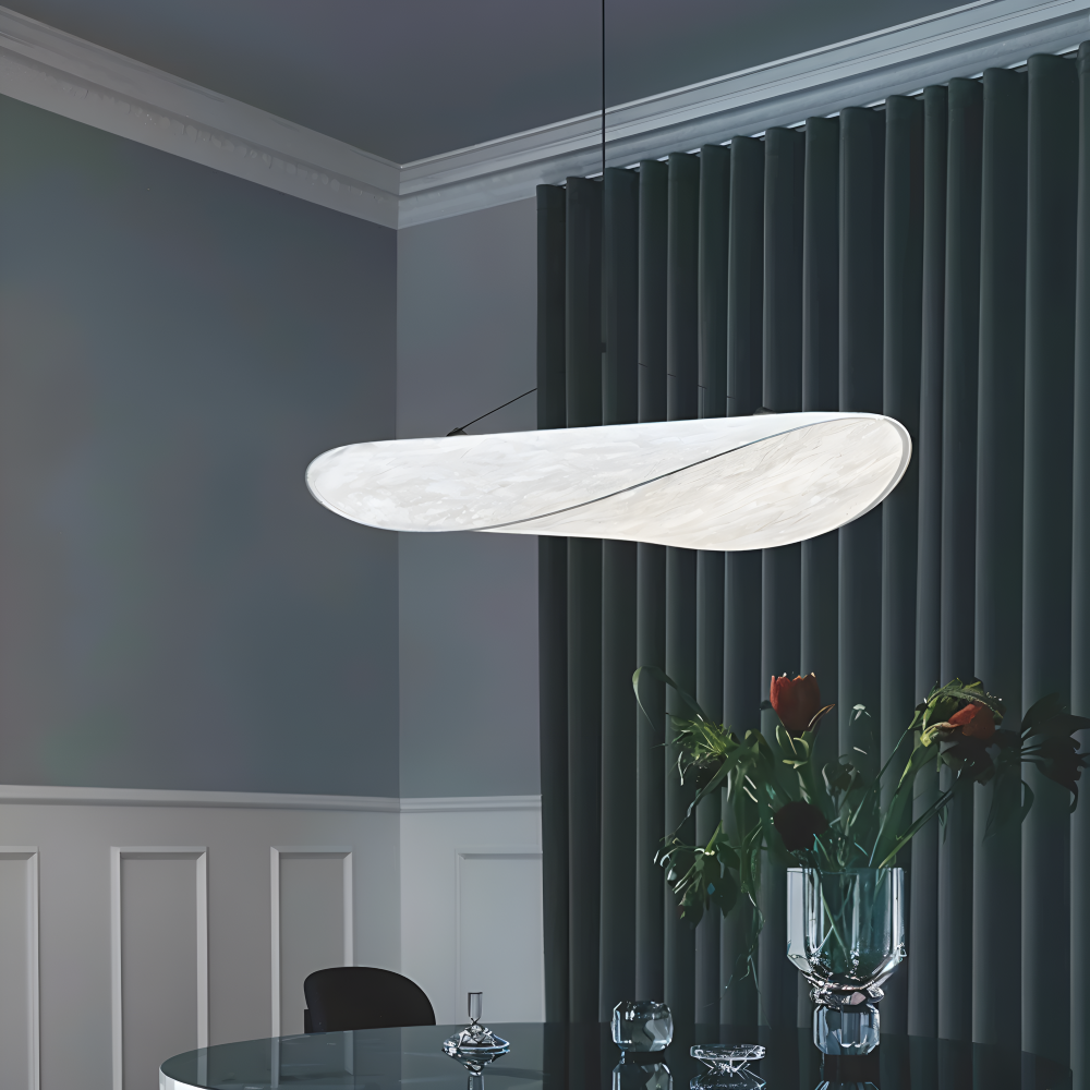Auréline – Lampada a sospensione artigianale in tessuto e metallo con illuminazione LED