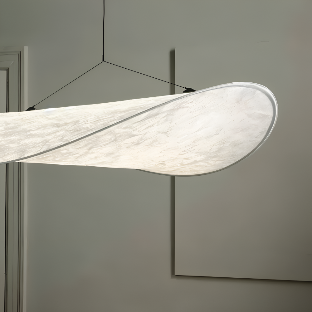 Auréline – Lampada a sospensione artigianale in tessuto e metallo con illuminazione LED
