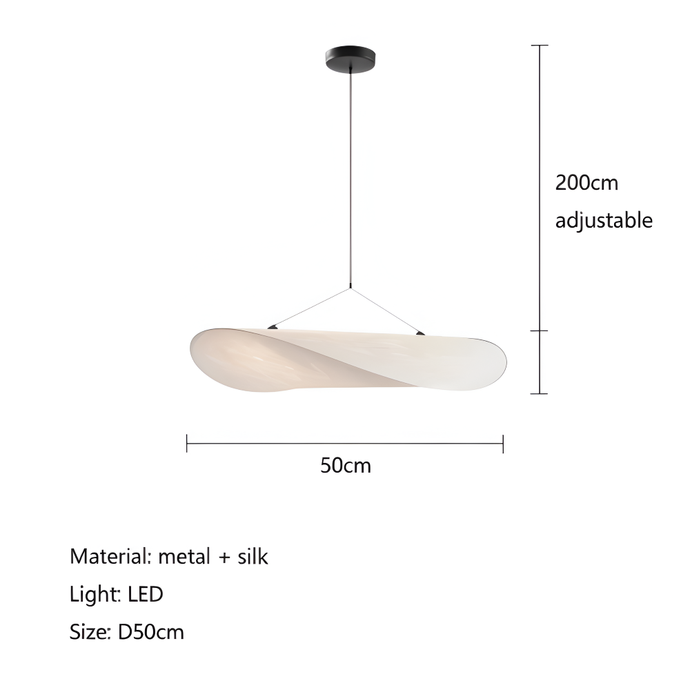 Auréline – Lampada a sospensione artigianale in tessuto e metallo con illuminazione LED