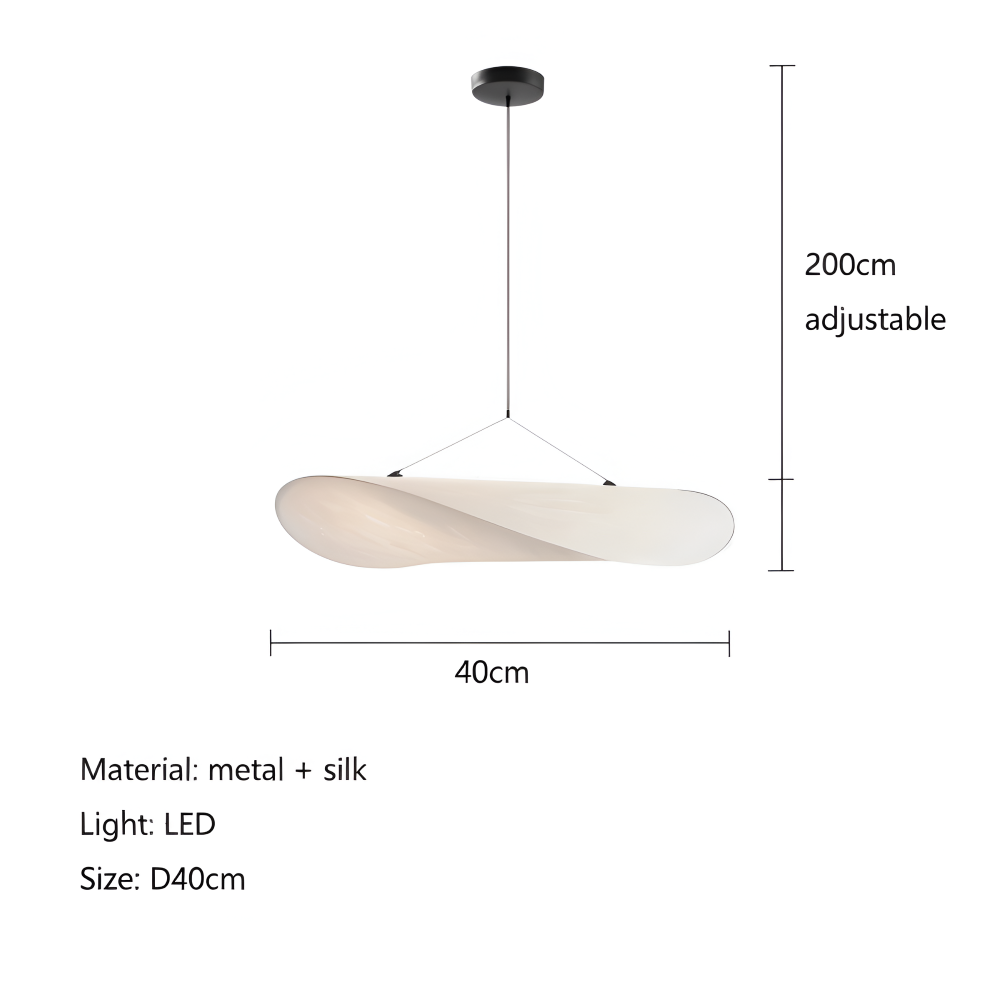 Auréline – Lampada a sospensione artigianale in tessuto e metallo con illuminazione LED