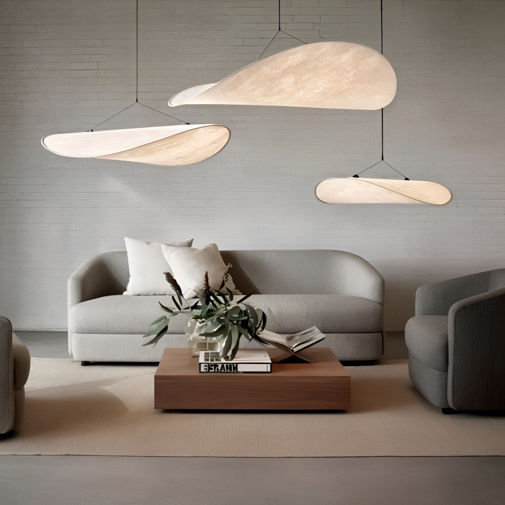 Auréline – Lampada a sospensione artigianale in tessuto e metallo con illuminazione LED