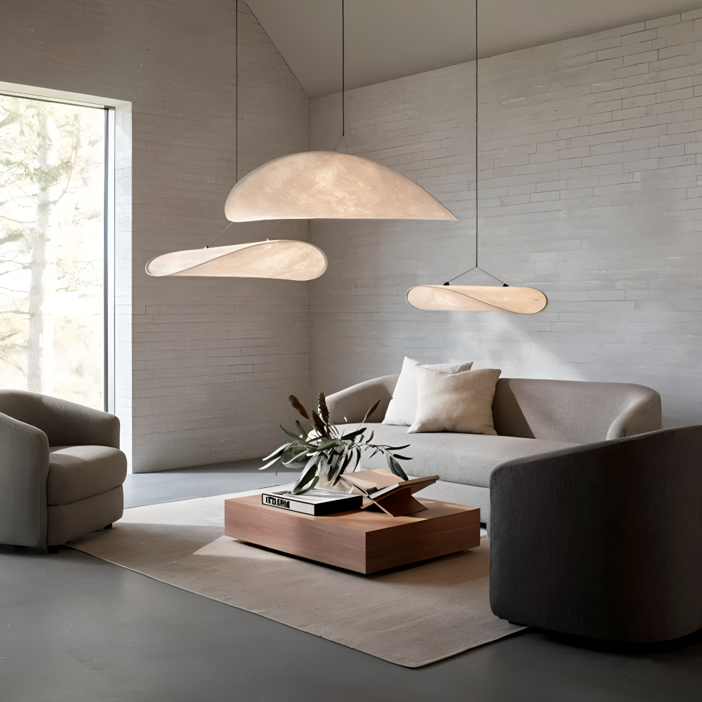Auréline – Lampada a sospensione artigianale in tessuto e metallo con illuminazione LED