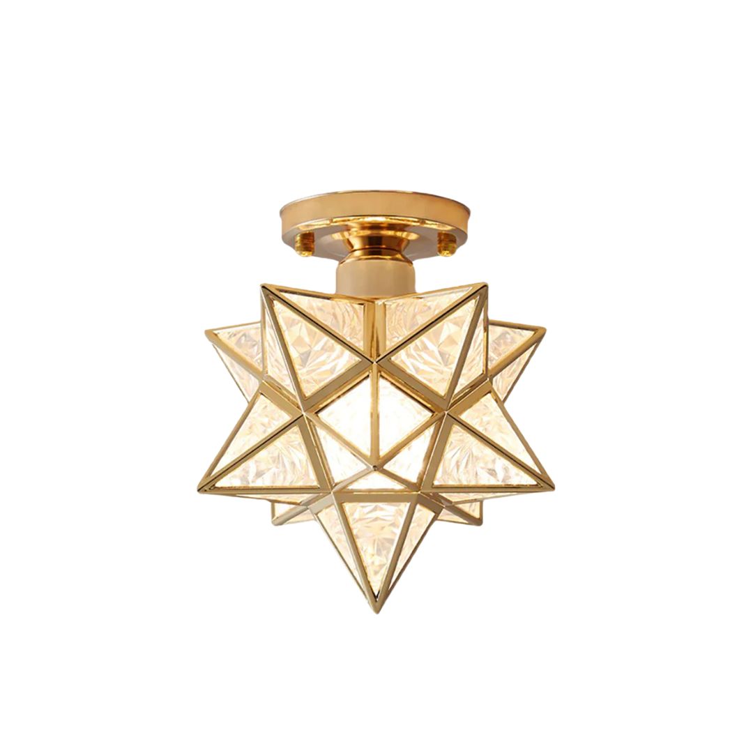 Alvessa | Lampada da soffitto a forma di stella con finitura dorata per un'illuminazione interna calda