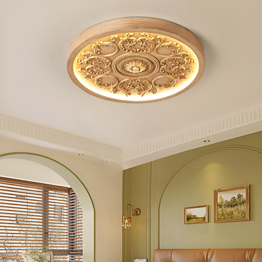 FloraGlow – Lampada da soffitto LED intagliata in resina con design minimalista