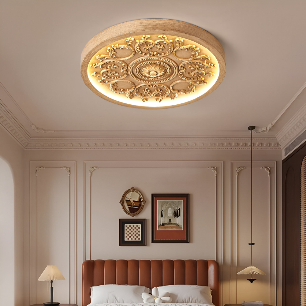 FloraGlow – Lampada da soffitto LED intagliata in resina con design minimalista