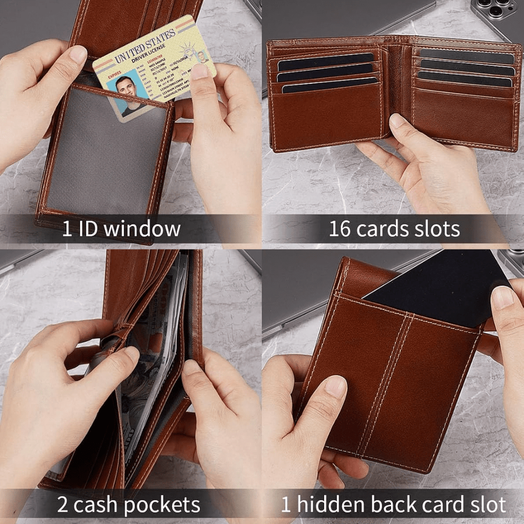 SAFEPOCKET – Portafoglio in vera pelle con blocco RFID per uomini