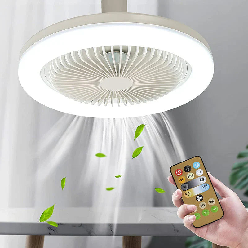 Ventilatore a Soffitto con Luce e Telecomando con Anello LED Rotondo