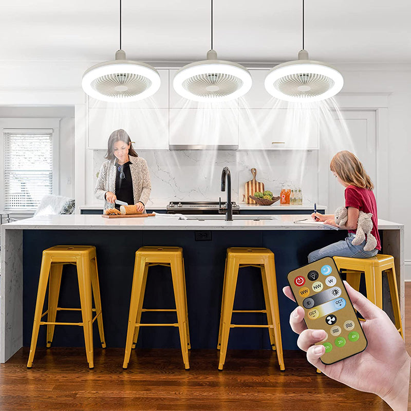 Ventilatore a Soffitto con Luce e Telecomando con Anello LED Rotondo