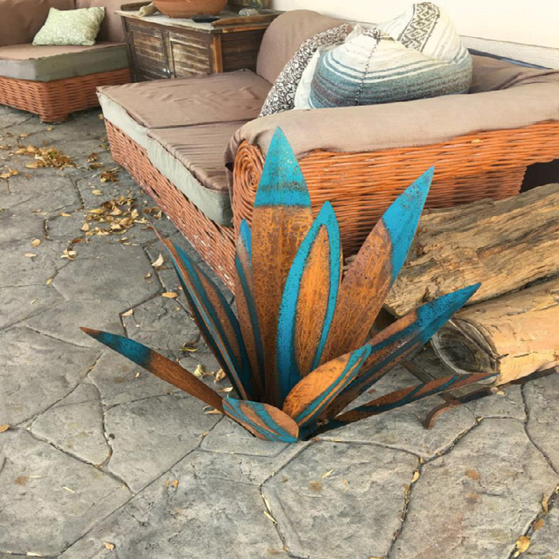 Lampada da giardino solare a forma di agave | Fatto a mano | Aspetto arrugginito | Solarave
