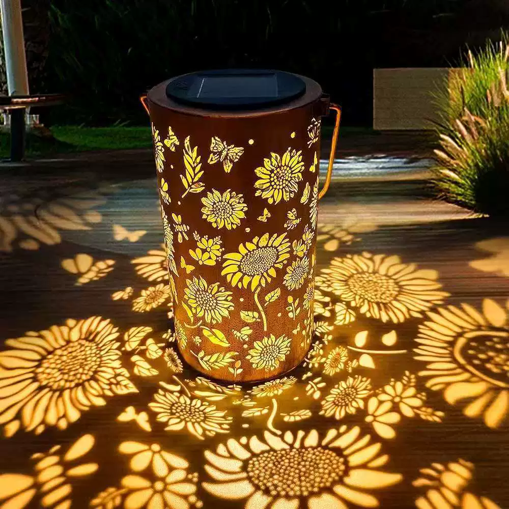 Lanterna da Giardino Solare | Motivo Fiori | Proiezione di Luce | GardenFlare