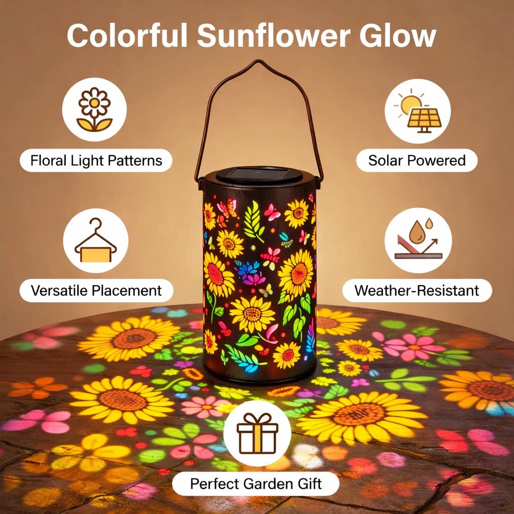 Lanterna da Giardino Solare in Metallo | Proiezione di Fiori | Sensore Crepuscolare Automatico | LumaBloom