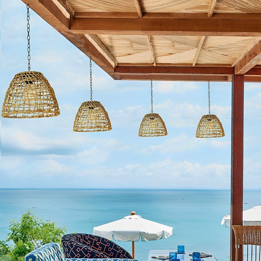Lanterna a Campana Solare | Rattan Boho | Resistente alle Intemperie | NatureLume