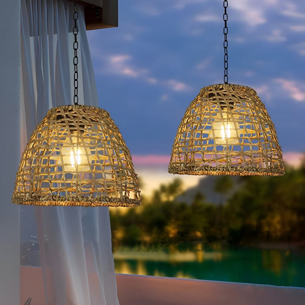 Lanterna a Campana Solare | Rattan Boho | Resistente alle Intemperie | NatureLume