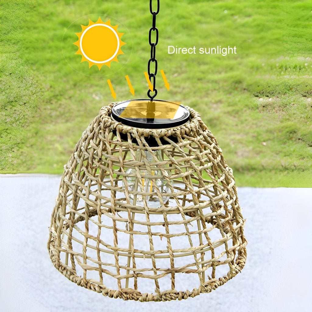 Lanterna a Campana Solare | Rattan Boho | Resistente alle Intemperie | NatureLume