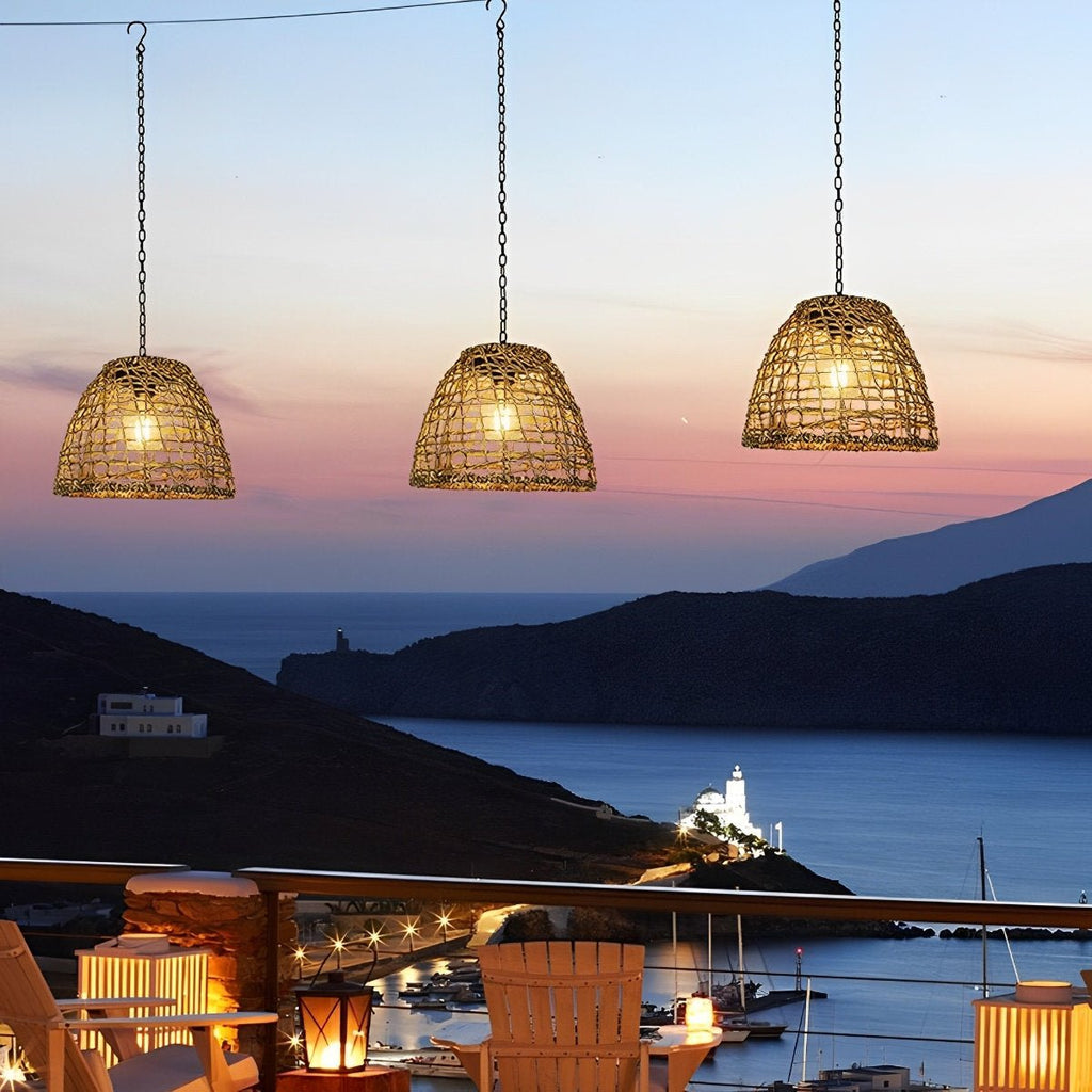 Lanterna a Campana Solare | Rattan Boho | Resistente alle Intemperie | NatureLume