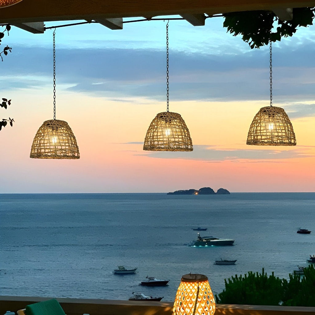 Lanterna a Campana Solare | Rattan Boho | Resistente alle Intemperie | NatureLume