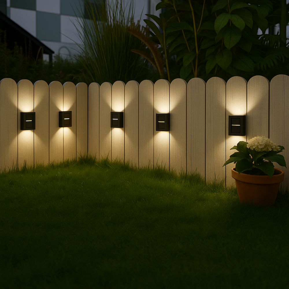SolarGlow Luxe Lampade da Parete Solari – Senza Fili, Eleganti & Pronte per Serate Calde