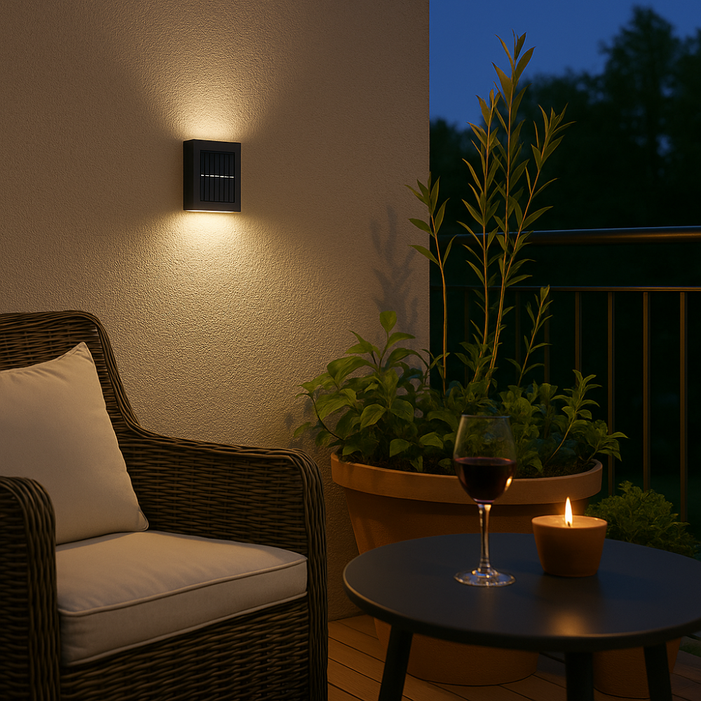 SolarGlow Luxe Lampade da Parete Solari – Senza Fili, Eleganti & Pronte per Serate Calde