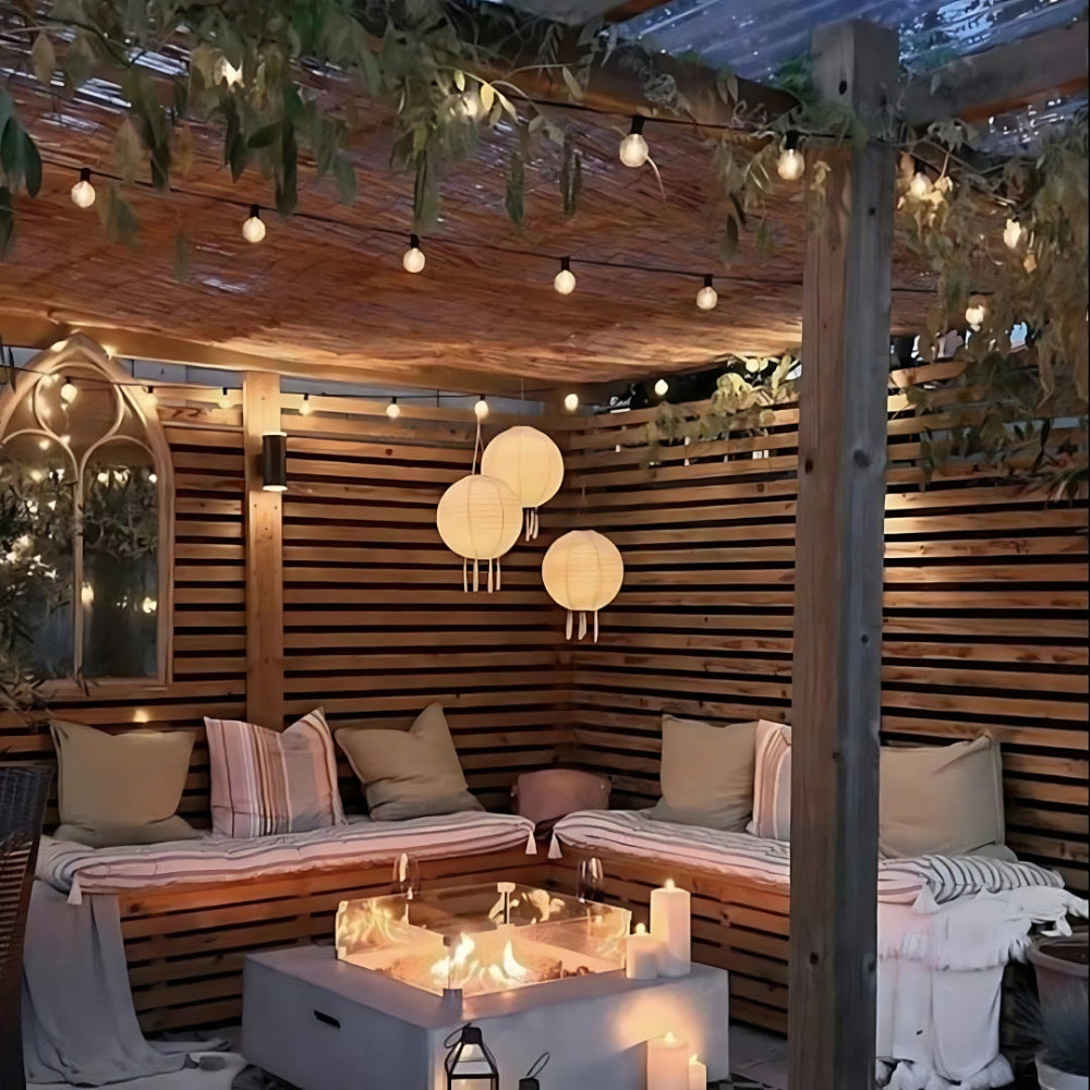 Reno | Lanterna Solare Appesa con Sensore Crepuscolare per Giardino, Patio e Balcone, Ø 30 cm